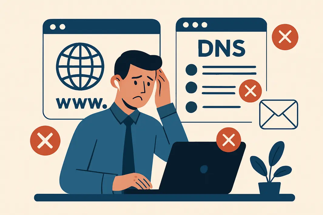Gestión de dominios y registros DNS: errores comunes que dejan a tu empresa sin correos